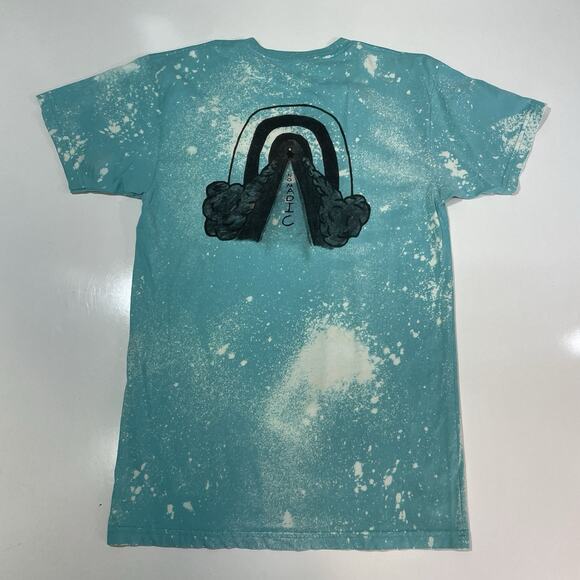American Apparel Men’s “Nomadic” Tie-dye Splatter Shirt Teal Blue Graphic Small - Picture 5 of 5